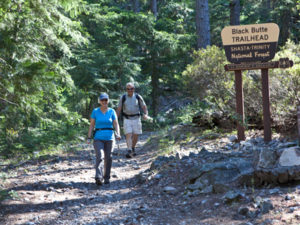 Hikers at the popular Black Butte trailhead