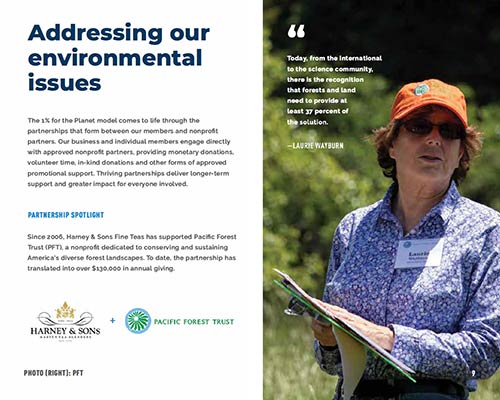PFT President Laurie Wayburn in 1% for the Planet Annual Report 2018